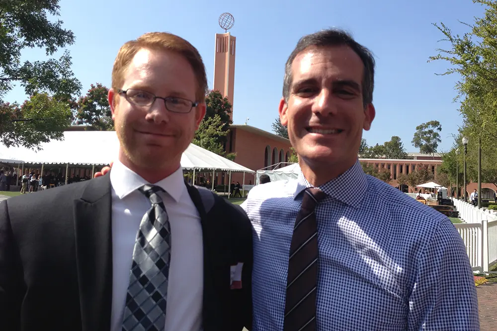 Dustan Batton and Los Angeles Mayor Eric Garcetti.